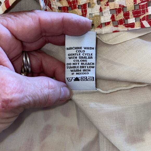 Think Tank Floral Lattice Cut Out Hem Pleated Side Zip A Line Cottagecore Sz 10 - Picture 13 of 14